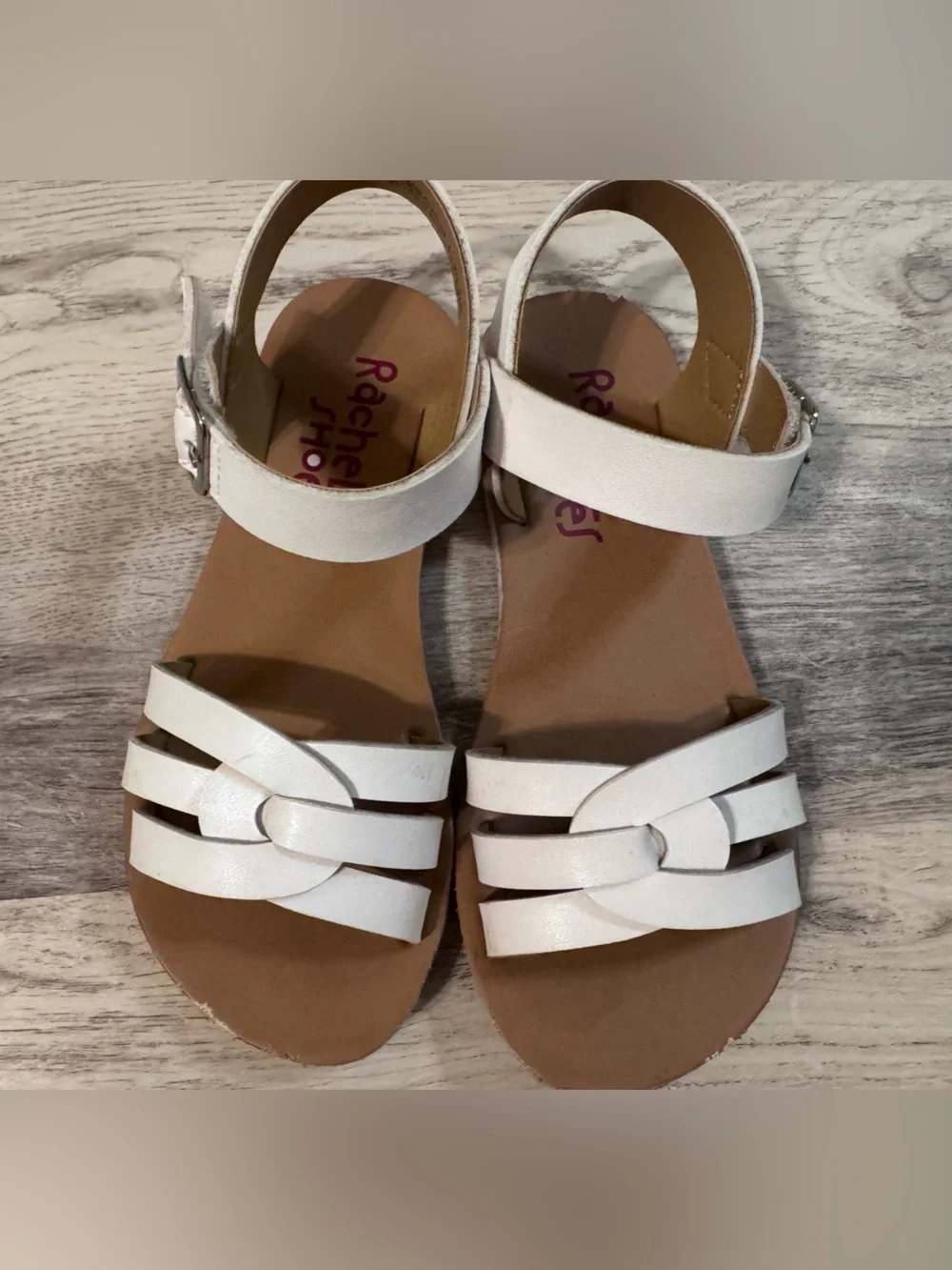 Rachel Shoes White Girls Braided Front Ankle-Strap Sandals